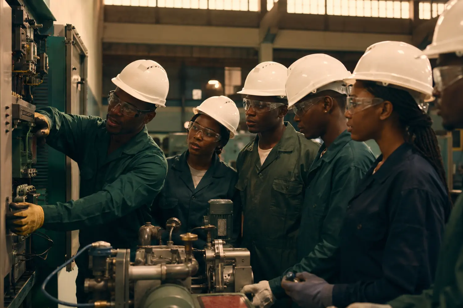 African engineers and technicians receiving practical industrial training